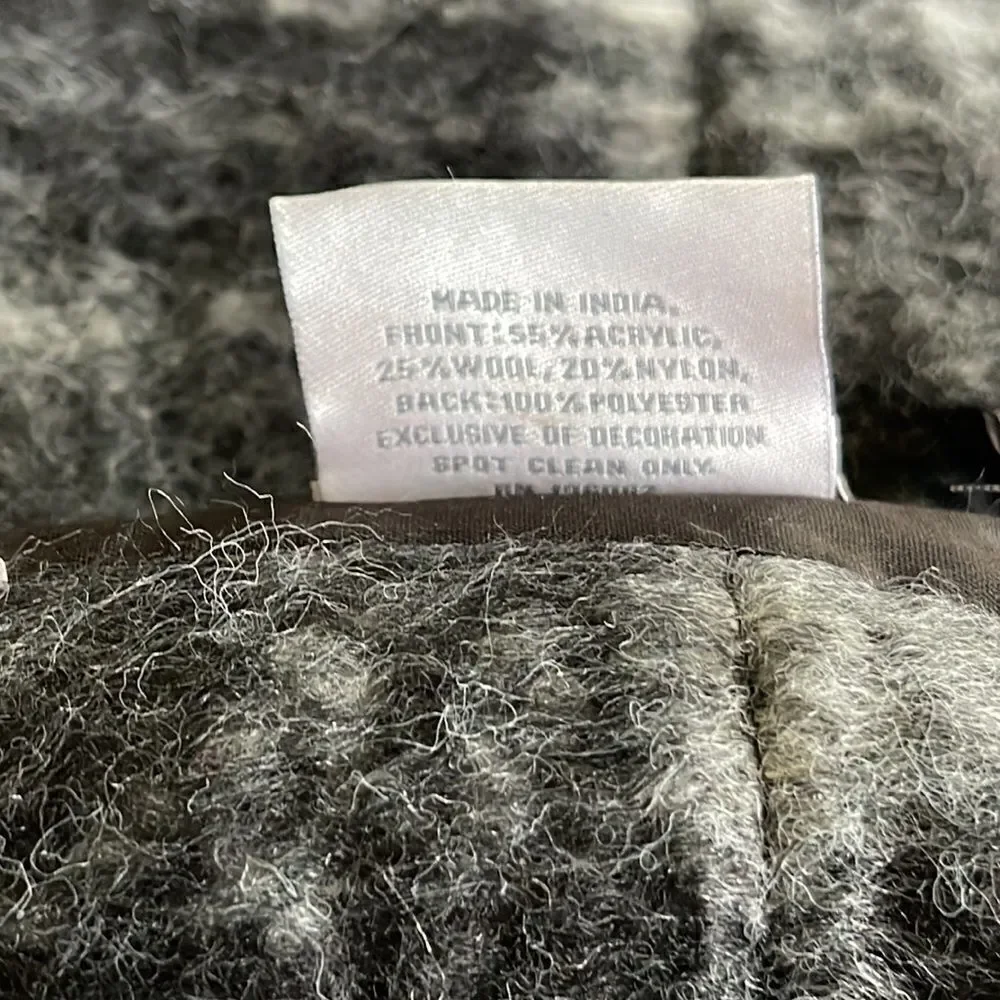 The Farmhouse Rachel Ashwell Mohair Plaid Holiday Tree Skirt Blk Gray 52” NWT